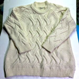 Cocogio XL Sweater Made in Italy Cream Wool Blend Big Chunky Knit